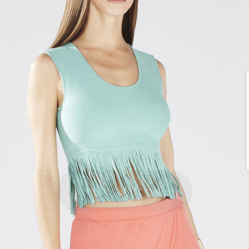 NWT! BCBGMaxAzria Jaleigh fringe crop top